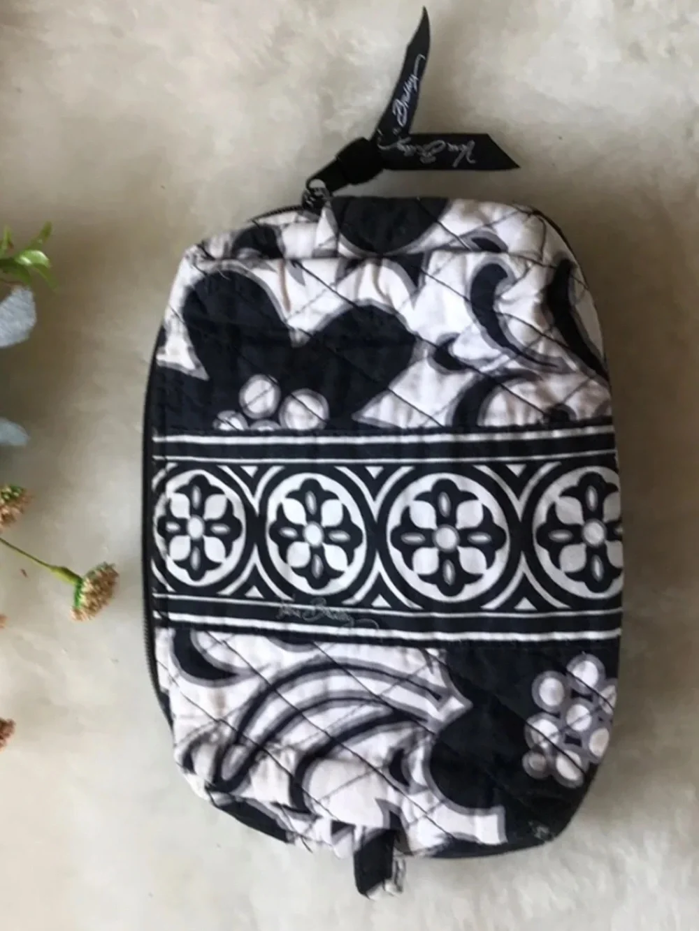 Vera Bradley Night & Day black white retired Small Cosmetic & matching wristlet
